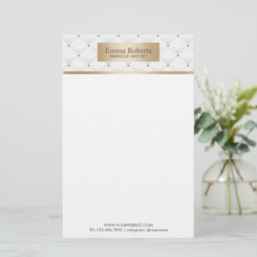 化粧アーティスト金ゴールドラベルラグジュアリーキルツボーティサロン 便箋 (スタンド正面)