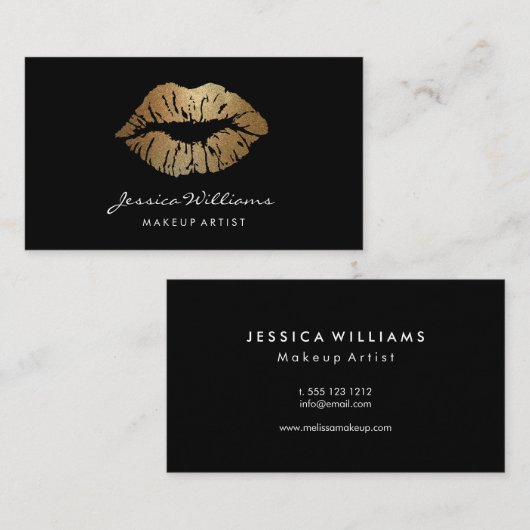 化粧アーティスト金ゴールド唇黒 名刺 (正面/裏面)
