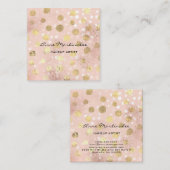 化粧アーティスト金ゴールド水玉模様ブラシ付きメタルグラム スクエア名刺 (正面/裏面)