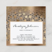 化粧アーティスト金ゴールド水玉模様ブラシ付きメタル スクエア名刺 (裏面)