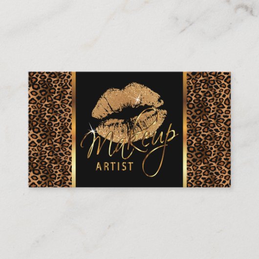 化粧アーティスト(ヒョウ&金ゴールド唇付き) 名刺 (正面)