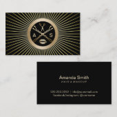 化粧アーティスト&美容師クラシーブラック金ゴールド 名刺 (正面/裏面)