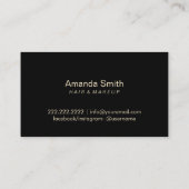 化粧アーティスト&美容師クラシーブラック金ゴールド 名刺 (裏面)