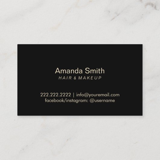 化粧アーティスト&美容師クラシーブラック金ゴールド 名刺 (裏面)