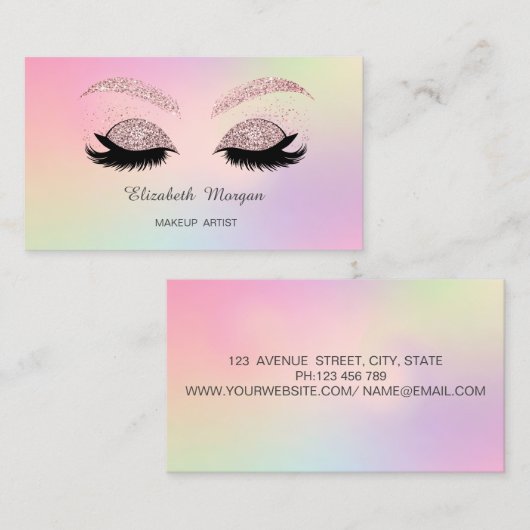 化粧エレガントグリッターがホログラフィフェイクックを点滅 名刺 (正面/裏面)
