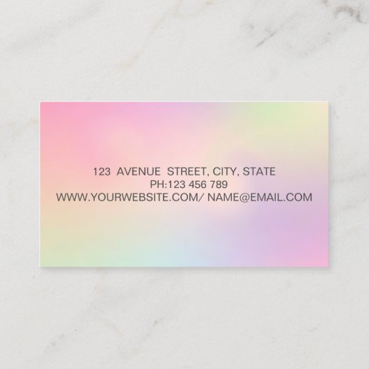 化粧エレガントグリッターがホログラフィフェイクックを点滅 名刺 (裏面)