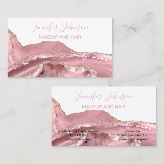 化粧エレガントタイポグラフィバラ石英エーゲート 名刺 (正面/裏面)