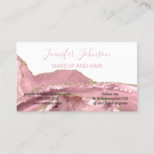 化粧エレガントタイポグラフィバラ石英エーゲート 名刺 (裏面)