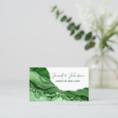 化粧エレガントタイポグラフィ緑銀塩 名刺 (スタンド正面)