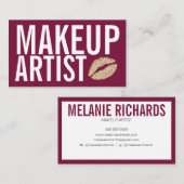 化粧エレガントタイポグラフィ赤グリッター唇 名刺 (正面/裏面)