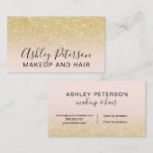 化粧エレガントタイポグラフィ赤面シック金ゴールドグリッター 名刺 (正面/裏面)