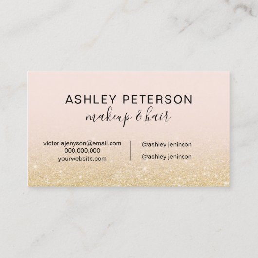 化粧エレガントタイポグラフィ赤面シック金ゴールドグリッター 名刺 (裏面)