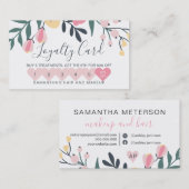 化粧ガーリータイポグラフィパステルフローラ ロイヤリティカード (正面/裏面)