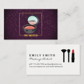化粧コンパクトとブラシ |紫の輝き 名刺 (正面/裏面)
