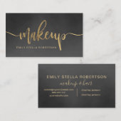 化粧スクリプトタイポグラフィ金ゴールド黒の水彩 名刺 (正面/裏面)