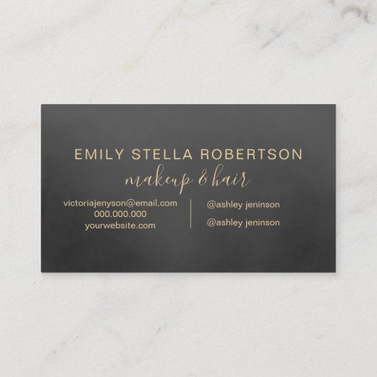 化粧スクリプトタイポグラフィ金ゴールド黒の水彩 名刺 (裏面)