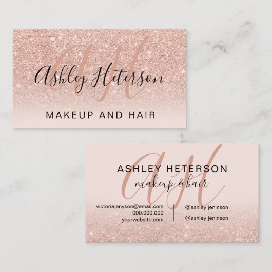 化粧スモノグラムのクリプトバラ金ゴールドグリッター赤面 名刺 (正面/裏面)