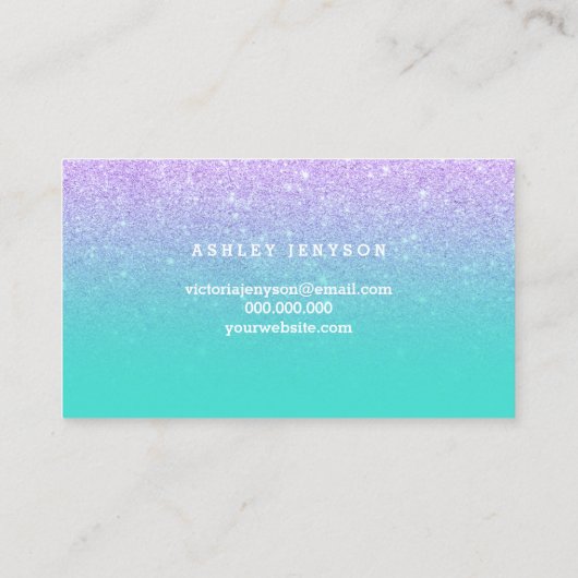 化粧タイポグラフィマーメイドラベンダーターコイズ 名刺 (裏面)