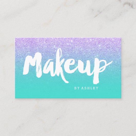 化粧タイポグラフィマーメイドラベンダーターコイズ 名刺 (正面)