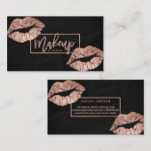 化粧タイポグラフィ唇バラ金ゴールド黒板 名刺 (正面/裏面)
