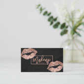 化粧タイポグラフィ唇バラ金ゴールド黒板 名刺 (スタンド正面)