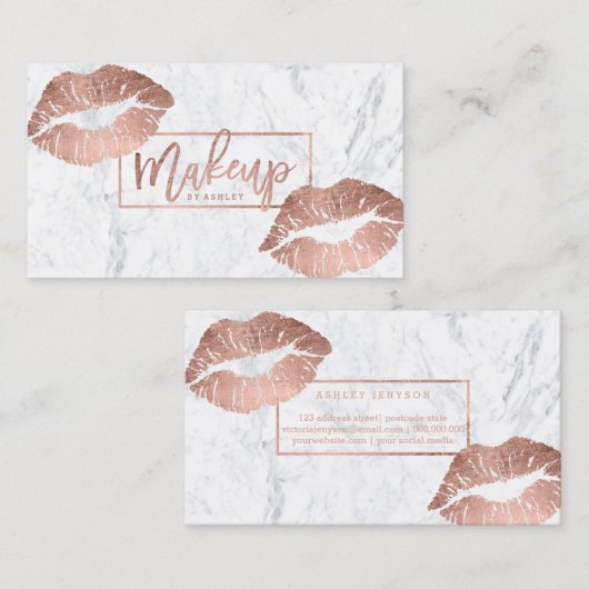 化粧タイポグラフィ唇フェイクバラ金ゴールド 名刺 (正面/裏面)