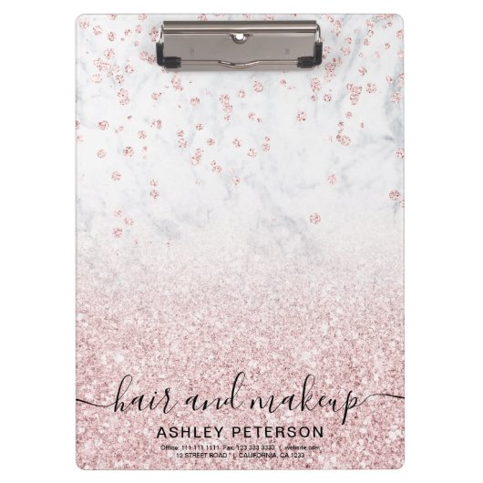 化粧バラ金ゴールドグリッター大理石スパークル紙吹雪 クリップボード (正面)