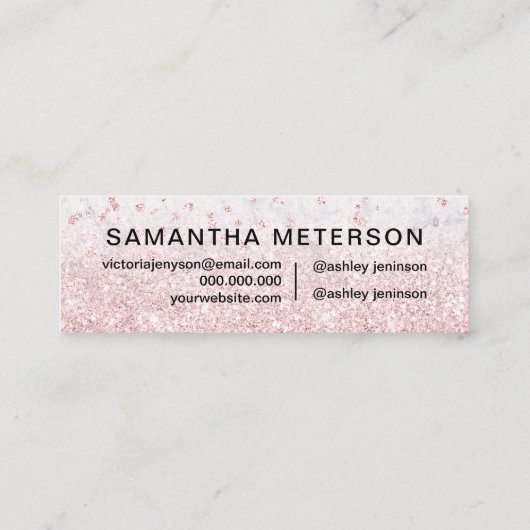 化粧バラ金ゴールドグリッター大理石スパークル紙吹雪 スキニー名刺 (裏面)