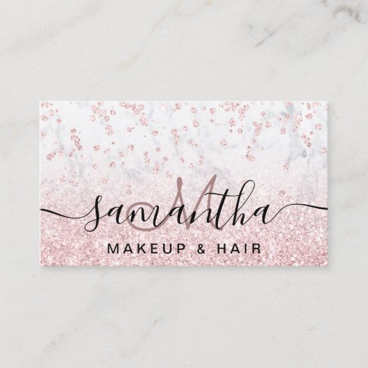 化粧バラ金ゴールドグリッター大理石スパークル紙吹雪 名刺 (正面)