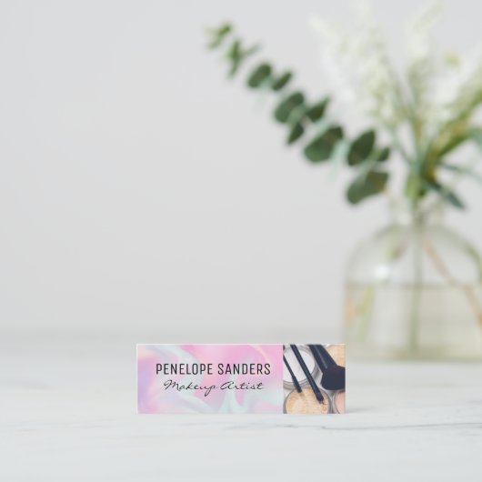 化粧パレットとブラシ |スムーズブレンド液 スキニー名刺 (スタンド正面)