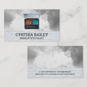 化粧パレットとブラシ |水色ホワイトブリック 名刺 (正面/裏面)