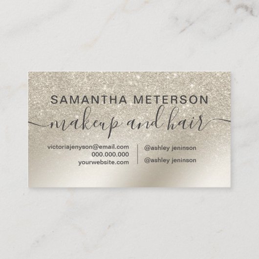 化粧パールグリッターアイボリーグラデーション金ゴールド金属 予約カード (裏面)