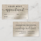 化粧パールグリッターアイボリーグラデーション金ゴールド金属 予約カード (正面/裏面)