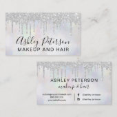 化粧パールタイポグラフィグリッター銀滴 名刺 (正面/裏面)