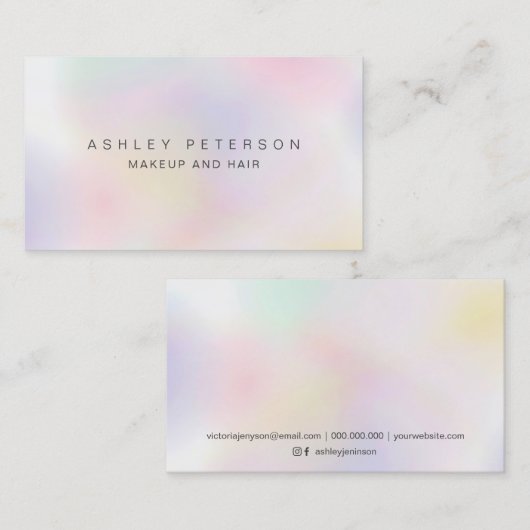 化粧ピンモダンク真珠玉虫ホログラフィック 名刺 (正面/裏面)