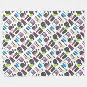 化粧ファンキー化粧品コラージュ模様 フリースブランケット (正面(横))