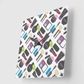 化粧ファンキー品のコラージュパターン スクエア壁時計 (傾斜)