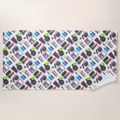 化粧ファンキー品のコラージュパターン ビーチタオル (正面)