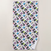 化粧ファンキー品のコラージュパターン ビーチタオル (正面)