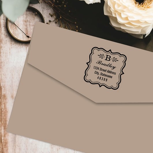 化粧ブラケットフレームモノグラム差出人住所 セルフインキングスタンプ