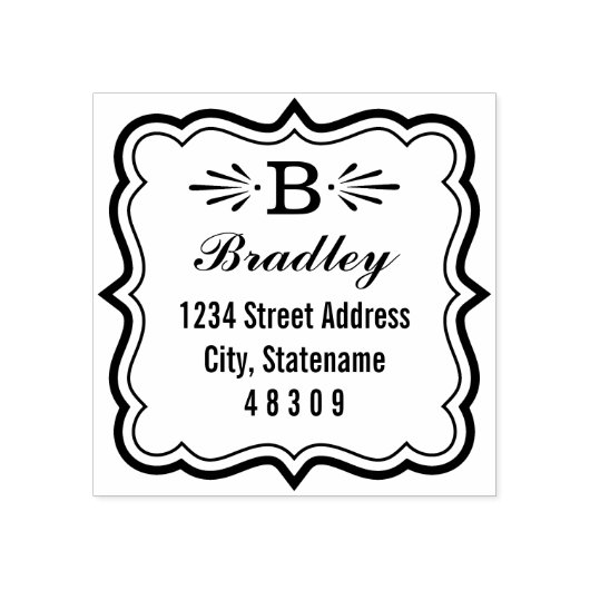 化粧ブラケットフレームモノグラム差出人住所 ラバースタンプ (インプリント)