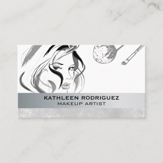 化粧ブラシ付き女性ポーズ 名刺 (正面)