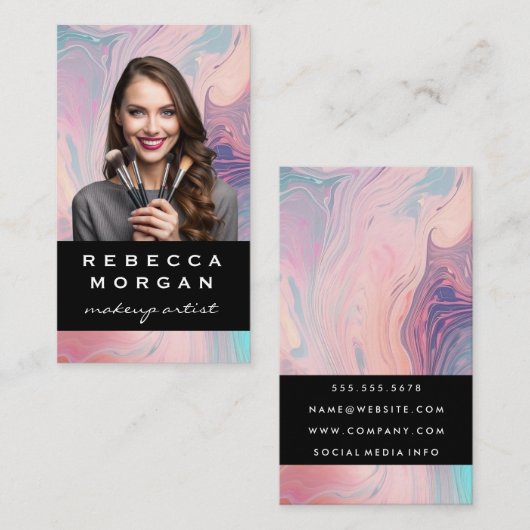 化粧ブラシ付き女性 名刺 (正面/裏面)