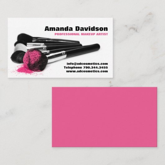 化粧ブラシ(ピンク赤面粉末) 名刺 (正面/裏面)