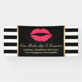 化粧プロダクトディストリビューターの赤い唇のモダンは縞で飾ります 横断幕 (横)