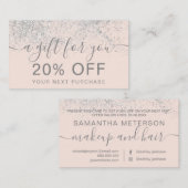 化粧ヘアシルバーグリッターパステル赤面ギフト 割引カード (正面/裏面)