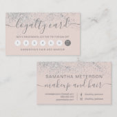 化粧ヘアシルバーグリッターパステル赤面ピンク ロイヤリティカード (正面/裏面)