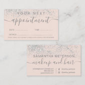 化粧ヘアシルバーグリッターパステル赤面ピンク 予約カード (正面/裏面)