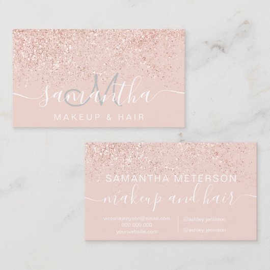 化粧ヘアバラ金ゴールドグリッターパステル赤面ピンク 名刺 (正面/裏面)