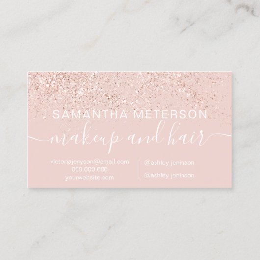 化粧ヘアバラ金ゴールドグリッターパステル赤面ピンク 名刺 (裏面)